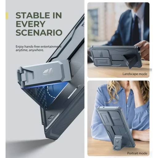 Samsung Galaxy S25 Ultra kék Dexnor 360 tok kihajtható állvánnyal, ütésálló - 4