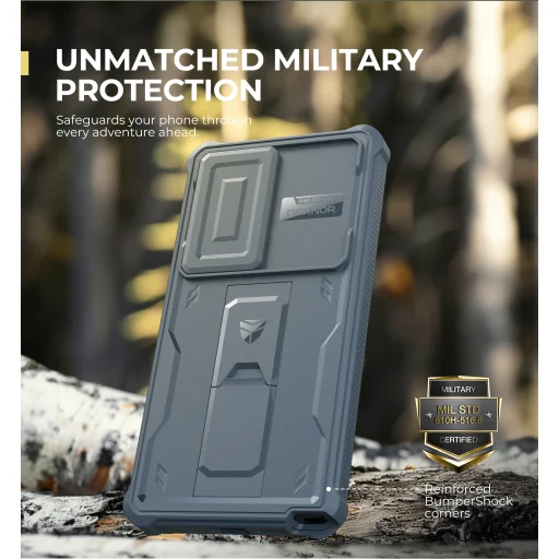 Samsung Galaxy S25 Ultra kék Dexnor 360 tok kihajtható állvánnyal, ütésálló - 6
