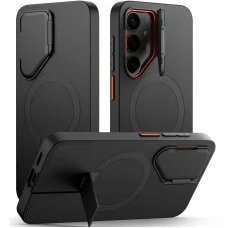 Samsung Galaxy S25 SURITCH Magsafe tok, kihajtható állvánnyal, fekete ütésálló