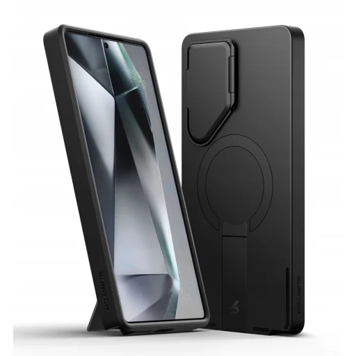 Samsung Galaxy S25 Ultra Fekete ütésálló SURITCH Magsafe tok, kihajtható állvánnyal - 7