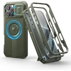  iPhone 16 Pro Max Dexnor Magsafe 360 tok, kihajtható állvánnyal, zöld ütésálló