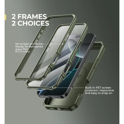  iPhone 16 Pro Max Dexnor Magsafe 360 tok, kihajtható állvánnyal, zöld ütésálló - 6