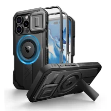 iPhone 16 Pro Dexnor Magsafe 360 tok, kihajtható állvánnyal, fekete ütésálló