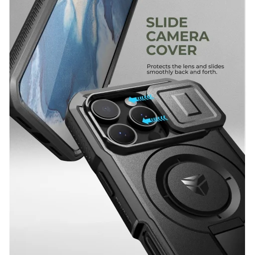 iPhone 16 Pro Dexnor Magsafe 360 tok, kihajtható állvánnyal, fekete ütésálló - 7