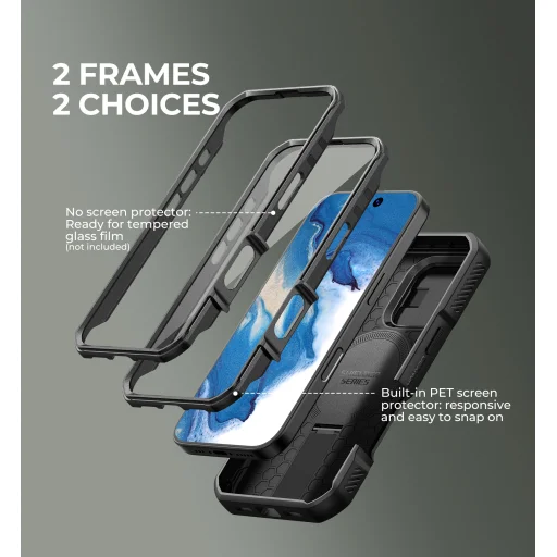 iPhone 16 Pro Dexnor Magsafe 360 tok, kihajtható állvánnyal, fekete ütésálló - 8