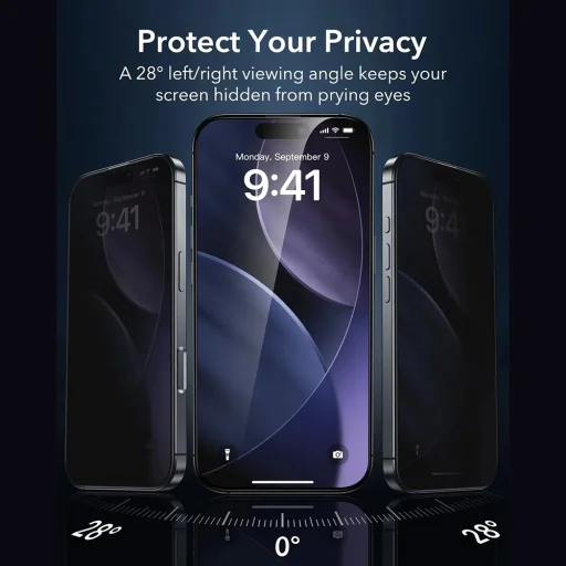  iPhone 17 Fekete ESR Privacy Armorite Képernyővédő UltraFit üvegfólia (3 darabos csomag) - 2