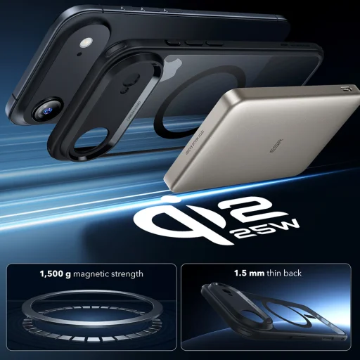  iPhone 17 Air Átlátszó Fekete ESR Klasszikus Hibrid HaloLock tok - 4