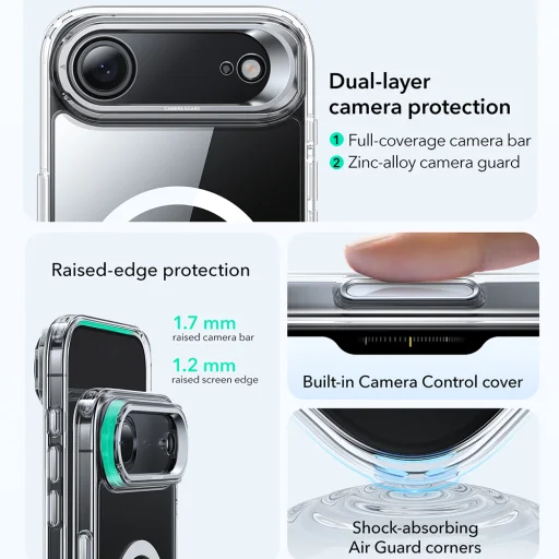  iPhone 17 Air Átlátszó ESR Klasszikus Hibrid HaloLock Kitámasztó tok - 7