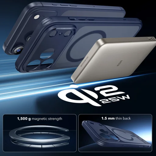  Apple iPhone 17 Pro Matt Kék ESR Klasszikus Hibrid HaloLock tok - 5