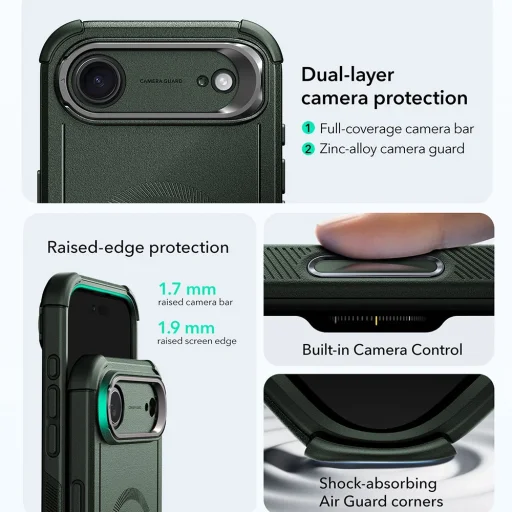  iPhone 17 Air Zöld ESR Cyber Armor Kitámasztó tok - 2