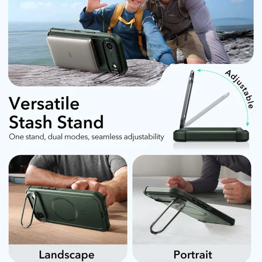  iPhone 17 Air Zöld ESR Cyber Armor Kitámasztó tok - 6