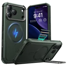  iPhone 17 Pro Zöld ESR Cyber Armor Kitámasztóval tok