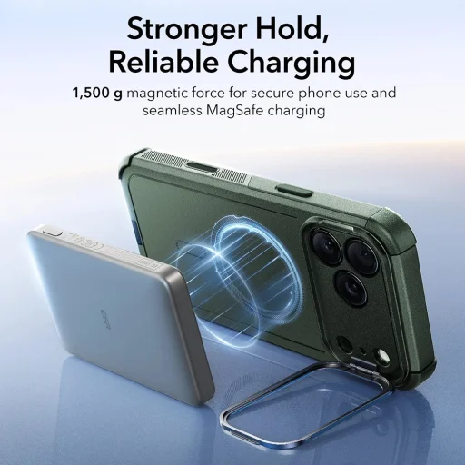  iPhone 17 Pro Zöld ESR Cyber Armor Kitámasztóval tok - 6