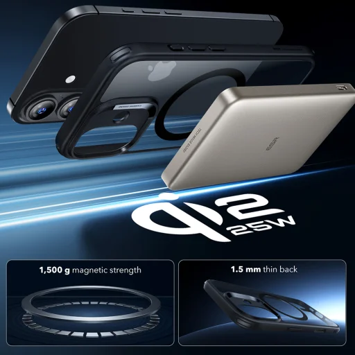  iPhone 17 Átlátszó Fekete ESR Klasszikus Hibrid HaloLock tok - 4