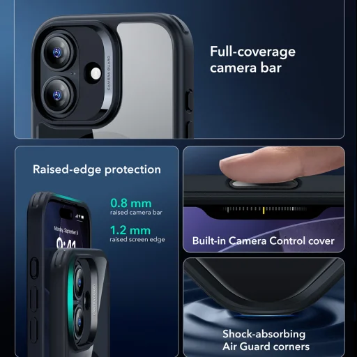  iPhone 17 Átlátszó Fekete ESR Klasszikus Hibrid HaloLock tok - 5