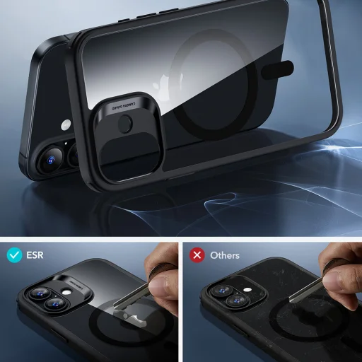  iPhone 17 Átlátszó Fekete ESR Klasszikus Hibrid HaloLock tok - 7