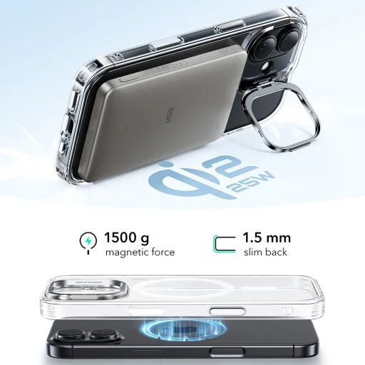  iPhone 17 Átlátszó ESR Klasszikus Hibrid HaloLock Kitámasztó tok - 5