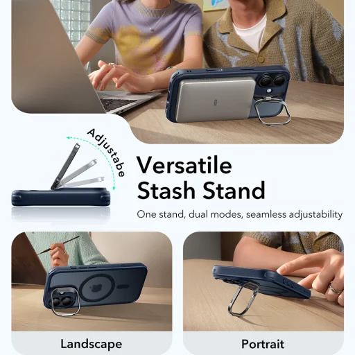  iPhone 17 Matt Kék ESR Klasszikus Hibrid HaloLock Kitámasztó tok - 2