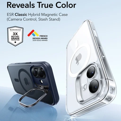  iPhone 17 Matt Kék ESR Klasszikus Hibrid HaloLock Kitámasztó tok - 4
