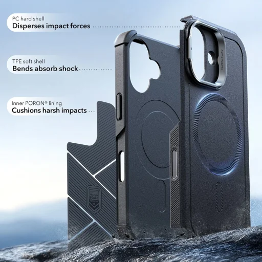  iPhone 17 Fekete ESR Cyber Armor kitámasztó tok - 2