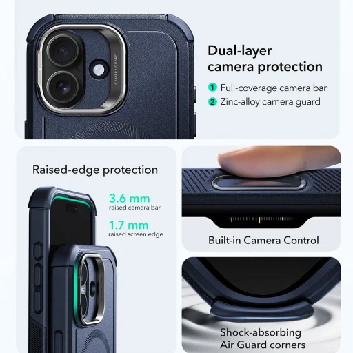  iPhone 17 Kék ESR Cyber Armor Kitámasztós tok - 2