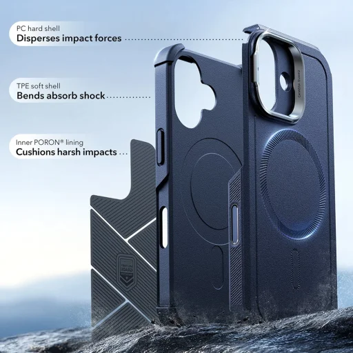  iPhone 17 Kék ESR Cyber Armor Kitámasztós tok - 3