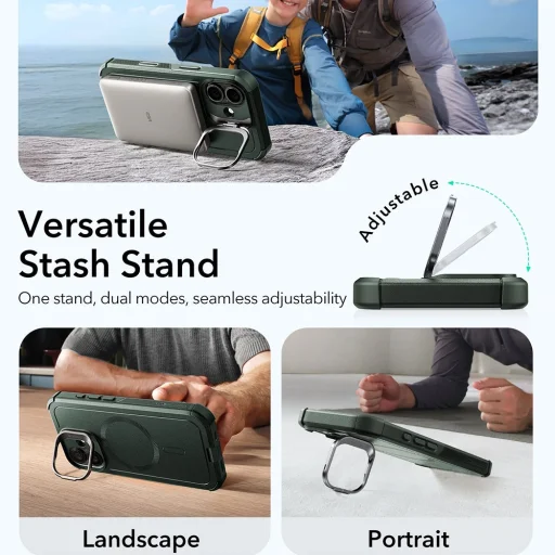  iPhone 17 Zöld ESR Cyber Armor Kitámasztó tok - 5