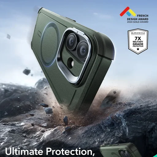  iPhone 17 Zöld ESR Cyber Armor Kitámasztó tok - 3