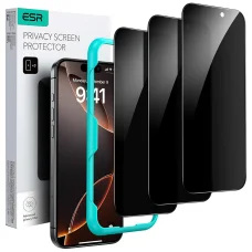  iPhone 17 / iPhone 16 Pro Fekete ESR Adatvédelmi Edzett Üveg (3 darabos csomag) üvegfólia