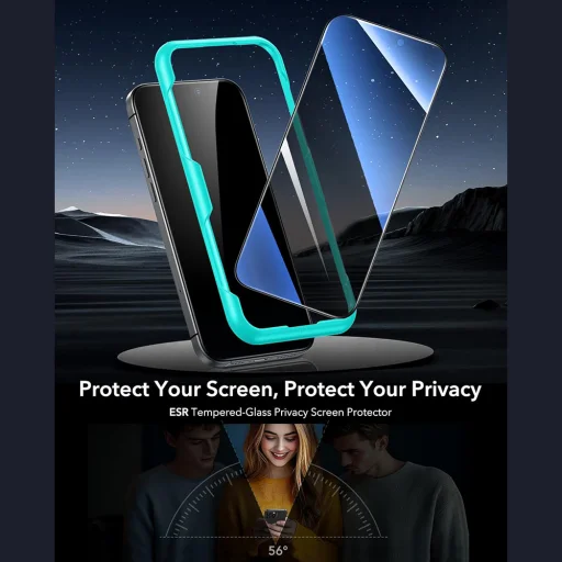  iPhone 17 Pro Max ESR Adatvédelmi edzett üveg (3 darabos csomag) Fekete üvegfólia - 9