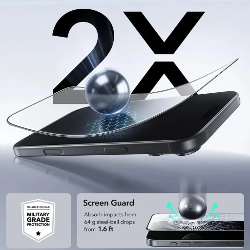  iPhone 17 Pro Max Átlátszó ESR Edzett Üveg UltraFit üvegfólia (3 darabos csomag) - 5