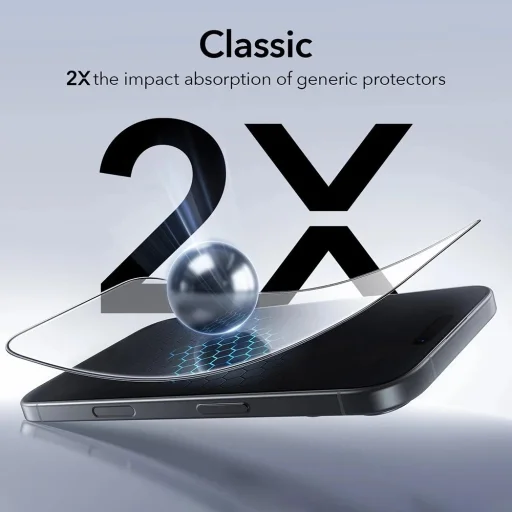  iPhone 17 / iPhone 16 Pro Átlátszó ESR Edzett Üveg UltraFit (3 darab) üvegfólia - 4