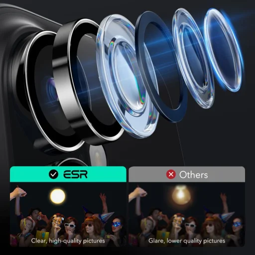  iPhone 16 / iPhone 16 Plus / iPhone 17 Fekete ESR Armorite Kameralencse Védők üvegfólia - 3