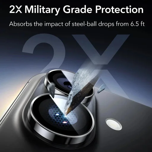  iPhone 16 / iPhone 16 Plus / iPhone 17 Fekete ESR Armorite Kameralencse védő (2 darabos csomag) üvegfólia - 3