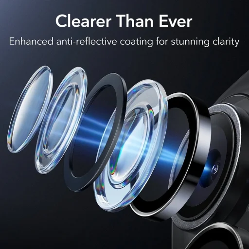  iPhone 16 / iPhone 16 Plus / iPhone 17 Fekete ESR Armorite Kameralencse védő (2 darabos csomag) üvegfólia - 4