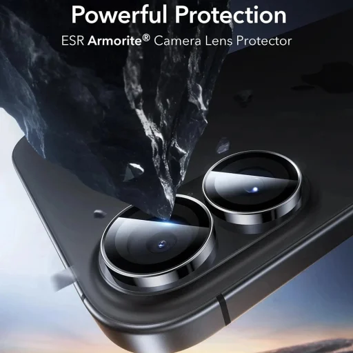  iPhone 16 / iPhone 16 Plus / iPhone 17 Fekete ESR Armorite Kameralencse védő (2 darabos csomag) üvegfólia - 5