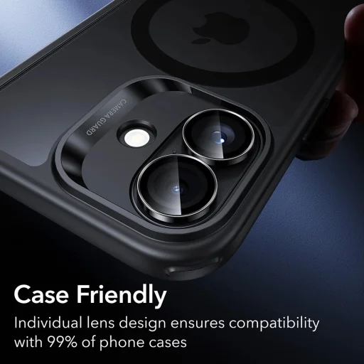  iPhone 16 / iPhone 16 Plus / iPhone 17 Fekete ESR Armorite Kameralencse védő (2 darabos csomag) üvegfólia - 6