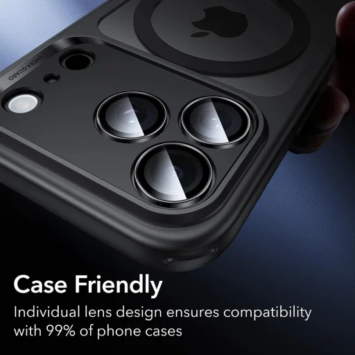  Apple iPhone 14 Pro/Pro Max/15 Pro/Pro Max/16 Pro/Pro Max/17 Pro/Pro Max Fekete ESR Armorite Kameralencse Védők üvegfólia (2 csomag) - 6