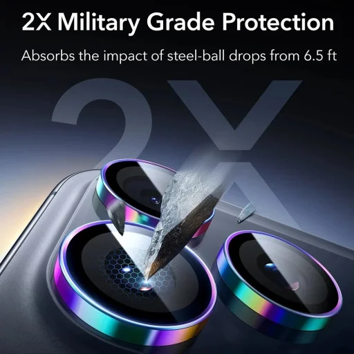  iPhone 14 Pro/Pro Max/15 Pro/Pro Max/16 Pro/16 Pro Max/17 Pro/17 Pro Max Színjátszó ESR Armorite Kamera Lencsevédők üvegfólia - 5