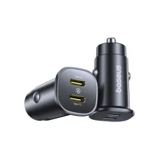 Baseus GoTrip 2 x USB-C 30W Autós Töltő - Fekete