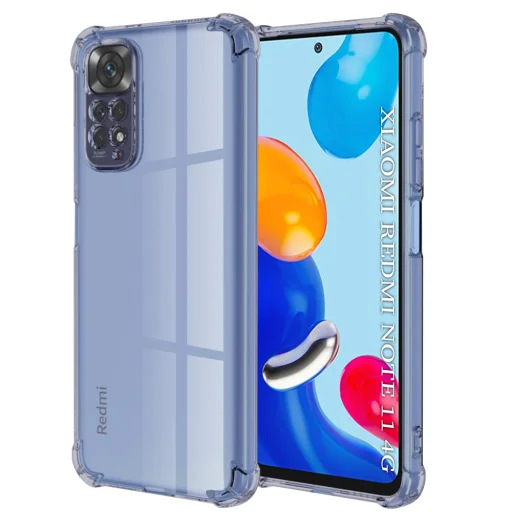 Xiaomi Redmi Note 11 / Note 11S - Techsuit - Ütésálló Átlátszó Szilikon Tok - Füstfekete tok - 1