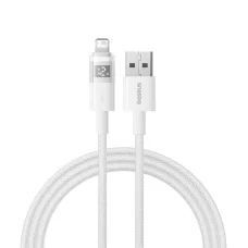 Baseus - Adatkábeldisplay 2 (P10382700211-00) - USB - Lightning, Gyors töltés, Digitális kijelző, 2.4A, 1m - Holdfényfehér