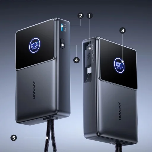 Joyroom JR-PR1 10000mAh 22.5W Powerbank with Built-in Retractable USB-C Cable - Black - 8