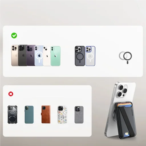 Joyroom JR-ZS432 mágneses pénztárca MagSafe kompatibilis - Fekete - 8