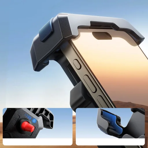 Joyroom JR-ZS428 ütésálló kormányra szerelhető tartó motorra, biciklire, robogóra - fekete - 3