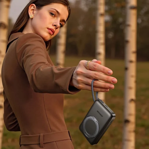 Joyroom JR-PBM02 Powerbank 22.5W 10000mAh 3 az 1-ben Mágneses Induktív Kompatibilis MagSafe Beépített Kábellel - Fekete - 4