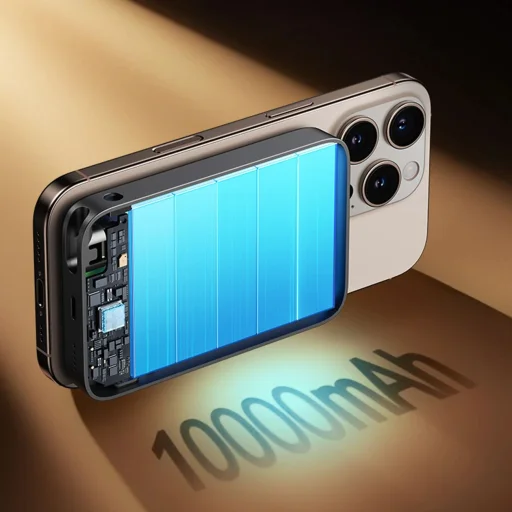 Joyroom JR-PBM02 Powerbank 22.5W 10000mAh 3 az 1-ben Mágneses Induktív Kompatibilis MagSafe Beépített Kábellel - Fekete - 7