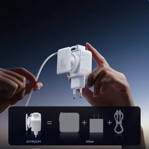 Joyroom JR-TCL05 45W GaN hálózati töltő kábelrendezővel - Fehér - 4