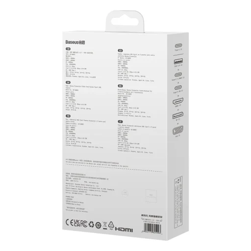 Baseus PioneerJoy 8 az 1-ben USB-C HUB HDMI 4K@60Hz + HDMI 4K@30Hz + DisplayPort 8K@30Hz + VGA + 2 x USB-A 3.0 + 2 x USB-C - szürke - 7