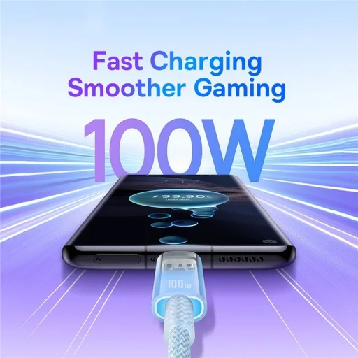 Baseus Explorer 100W USB-C - USB-C Kábel Intelligens Hőmérséklet Érzékelővel 1m - Kék - 9